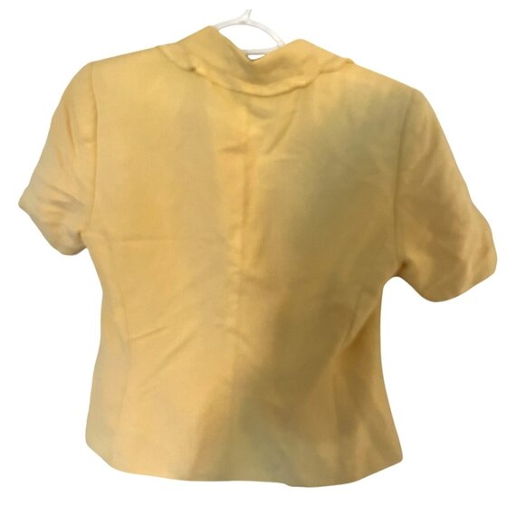 Le Suit Womens Petite Blazer Yellow Button-Front Short Jacket Top Sz 4 Petite - Picture 2 of 7